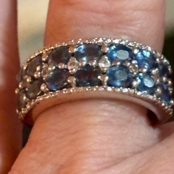Kanchanaburi Blue Sapphire Zircon Ring in Platinum Over Sterling Silver 3.50 ctw - Picture 8 of 11